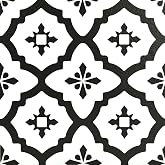 FloorPops Comet Peel and Stick Floor Tiles, Black, Geometric Vinyl Floor Tiles, Water Resistant, 12 in x 12 in, Pack of 10