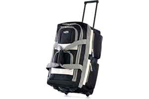 Olympia U.S.A. 33 inch Jumbo Size 8 Pockets Wheeled Rolling Duffel Bag Water Resistant Luggage Lightweight Travel Suitcase with Retractable Handle