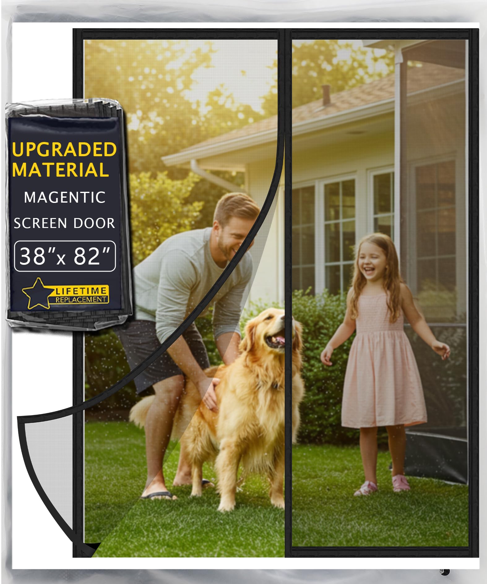 Photo 1 of [Upgrade Reinforced Magnet] Magnetic Screen Door, IKSTAR Fiberglass Mesh Door Instant Closure with Full Frame Hook&Loop, Pet/Kids Walk Through Freely, Size 39"x83" Fit Doors Up to 36"x82" Max