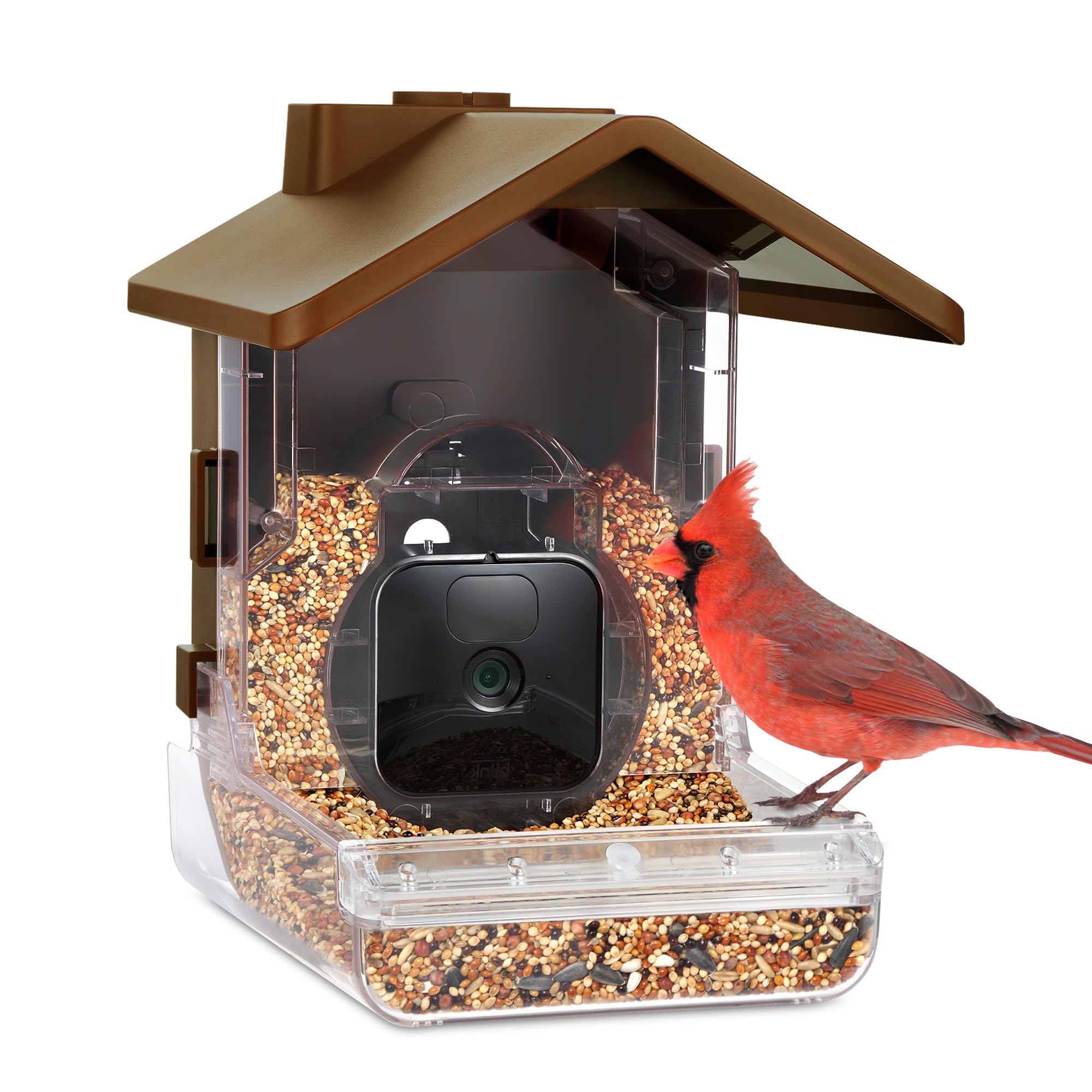 Wasserstein Bird Feeder Camera Case Compatible with Blink, Wyze, and Ring Cam - Bird Feeder for Bird Watching with Your Security Cam - (Camera NOT Included), Brown