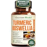 Turmeric Boswellia Supplement w/Ginger &ndash; Gut Friendly Joint Supplement 60Ct | Boswellia Serrata (65% boswellia extract) + Turmeric Curcumin (95% curcuminoids) + BioPerine | Inflammation Supplements