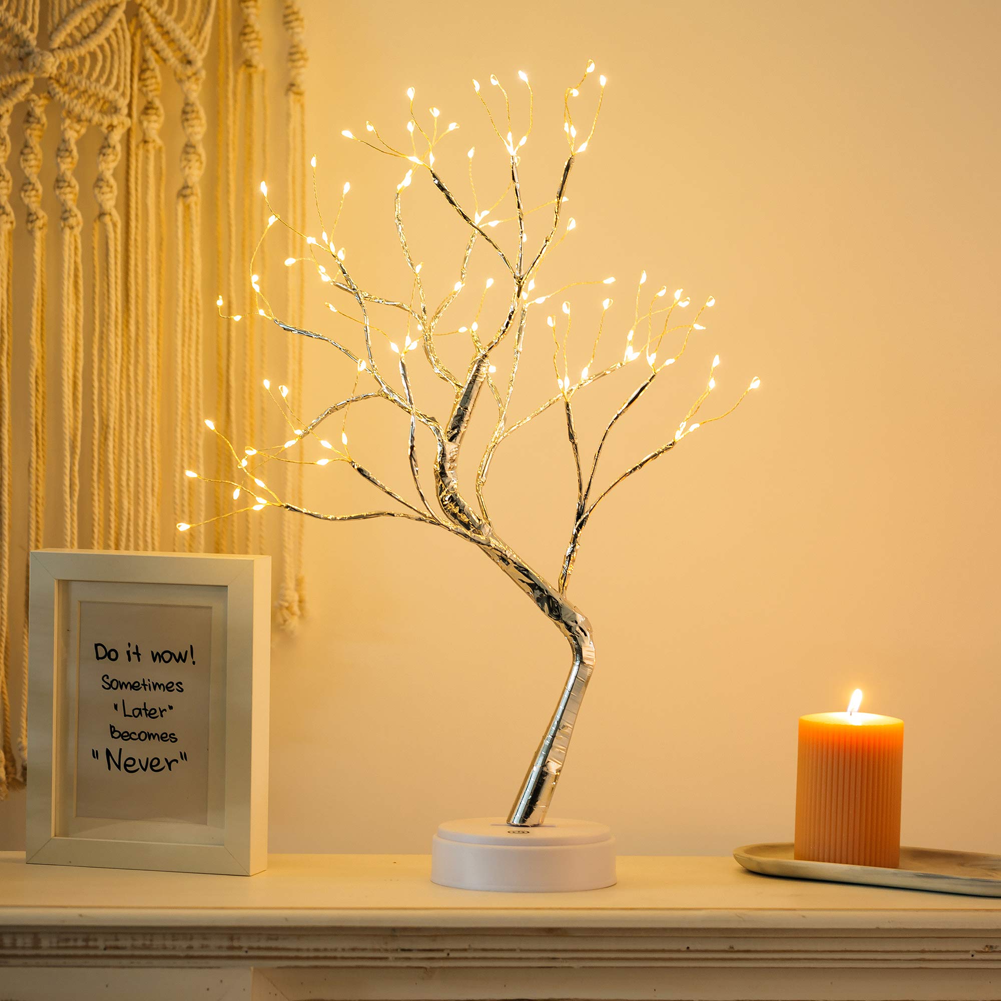 NUPTIO Led Birch Tree with Lights: 1.6 Ft Twig Tree Tree Warm White Light for Christmas - Mini Bonsai Decoration for Easter - Lighted Decor for Inside Home Party Birthday Wedding Indoor