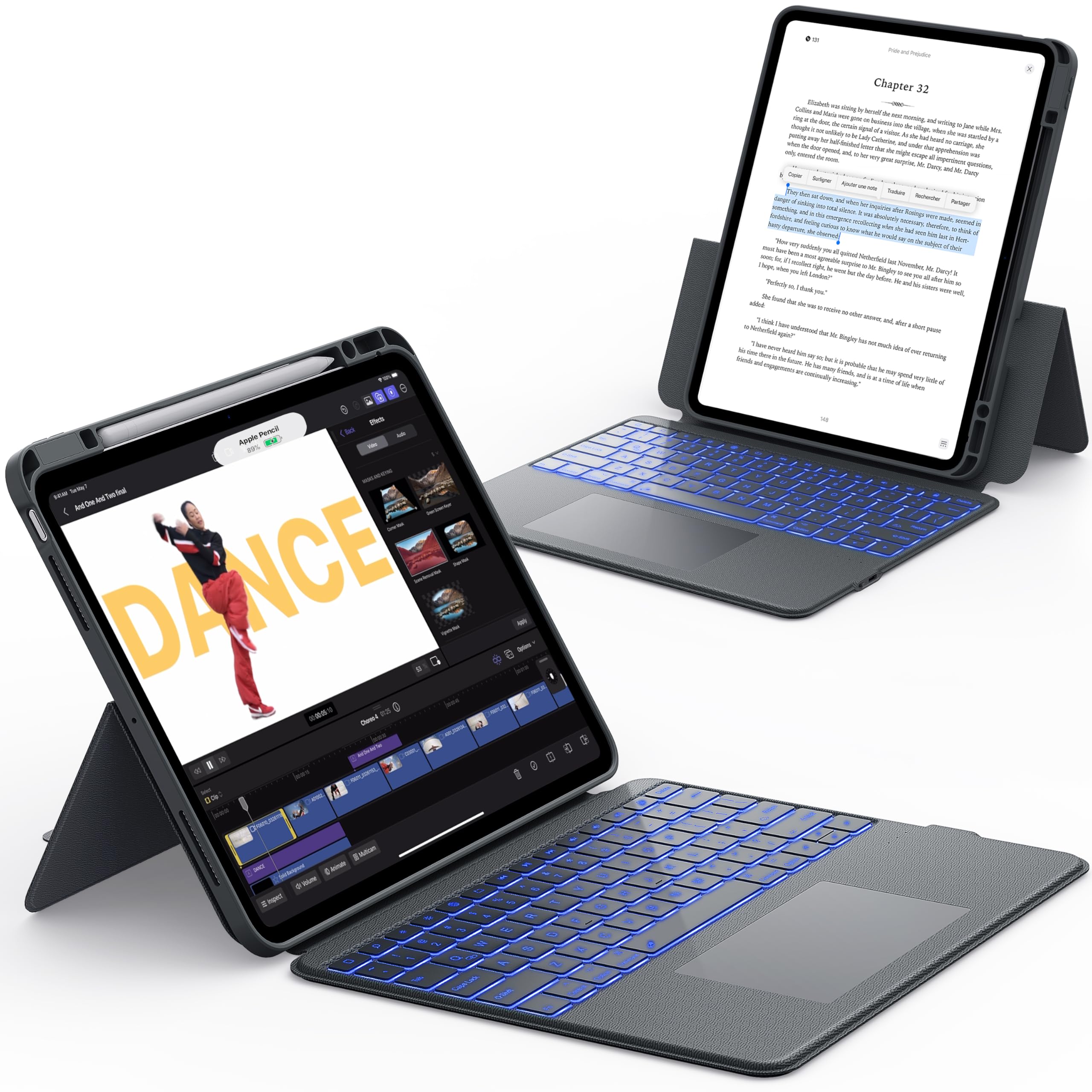 Photo 1 of CHESONA Rugged for iPad Pro 13-inch (M4) 2024 Case with Keyboard, Magnetic Detachable Case & 7-Color Backlit, Smart Trackpad, 15°-180° Adjustable Stand, Portrait/Landscape, Grey