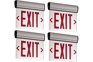 TANLUX Red Exit Signs for Business, Double Sides LED Edge Lit Exit Sign, UL 924, Hardwired Emergency Exit Lights with Battery Backup, Aluminum Housing with Rotating Acrylic Mirror Panel, AC 120/347V, 4 Pack