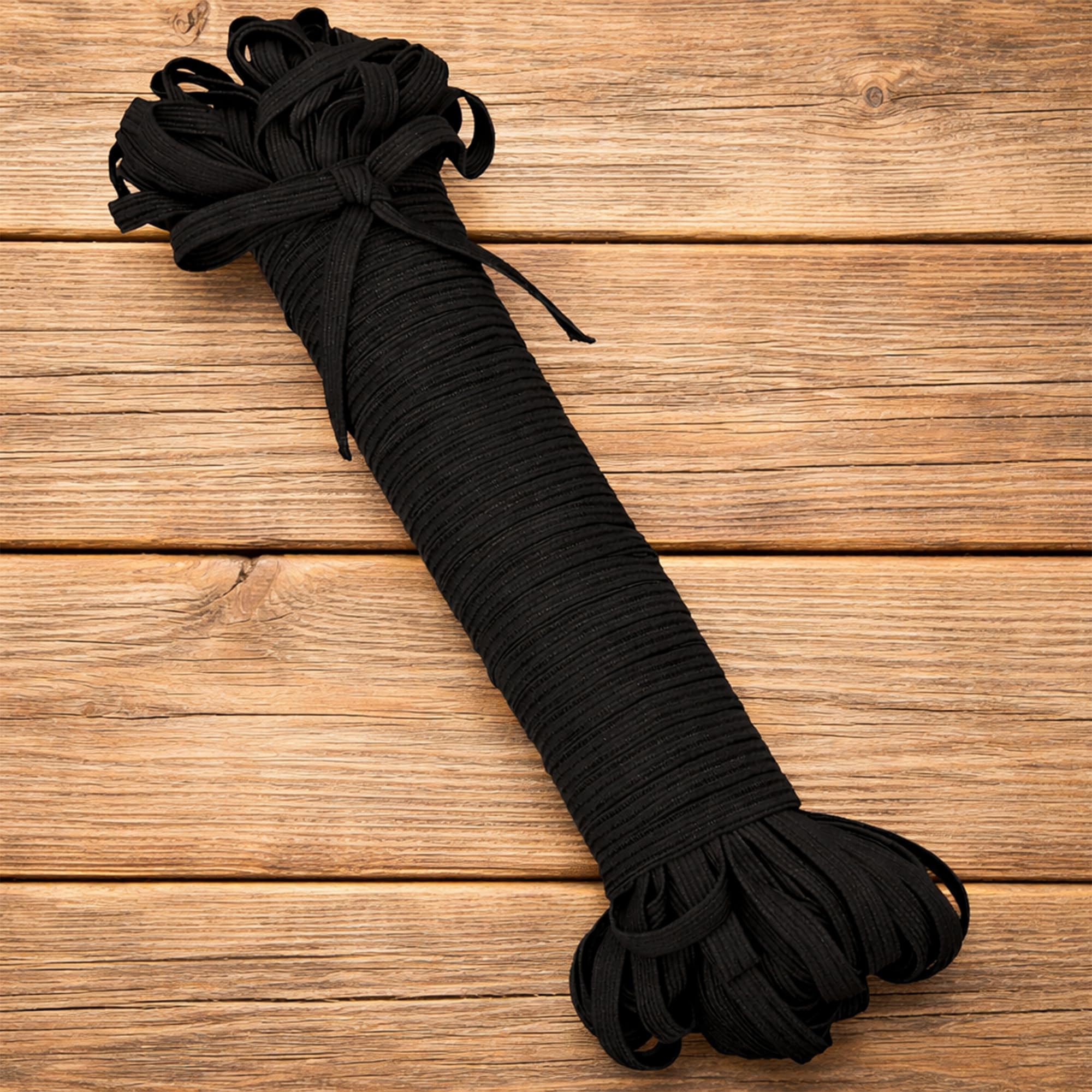 50 Metres Flat Elastic Band | 5mm Wide Elastic Ribbon | 1/5 Inch Black Stretchy Elastic Cord for Sewing, Knitting, Arts and Crafts, Clothing, Dressmaking, DIY Projects