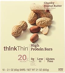 Thinkthin, Bar High Protein Chunky Peanut Butter Box, 2.1 Ounce, 10 Pack