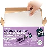 Lunderg Lavender Scented Super Absorbent Commode Pads - Medical Grade Value Pack 100 Count - for Disposable Bedside Commode Liners, Adult Chairs, Portable Buckets & Camping Toilet Bags - Light Scent