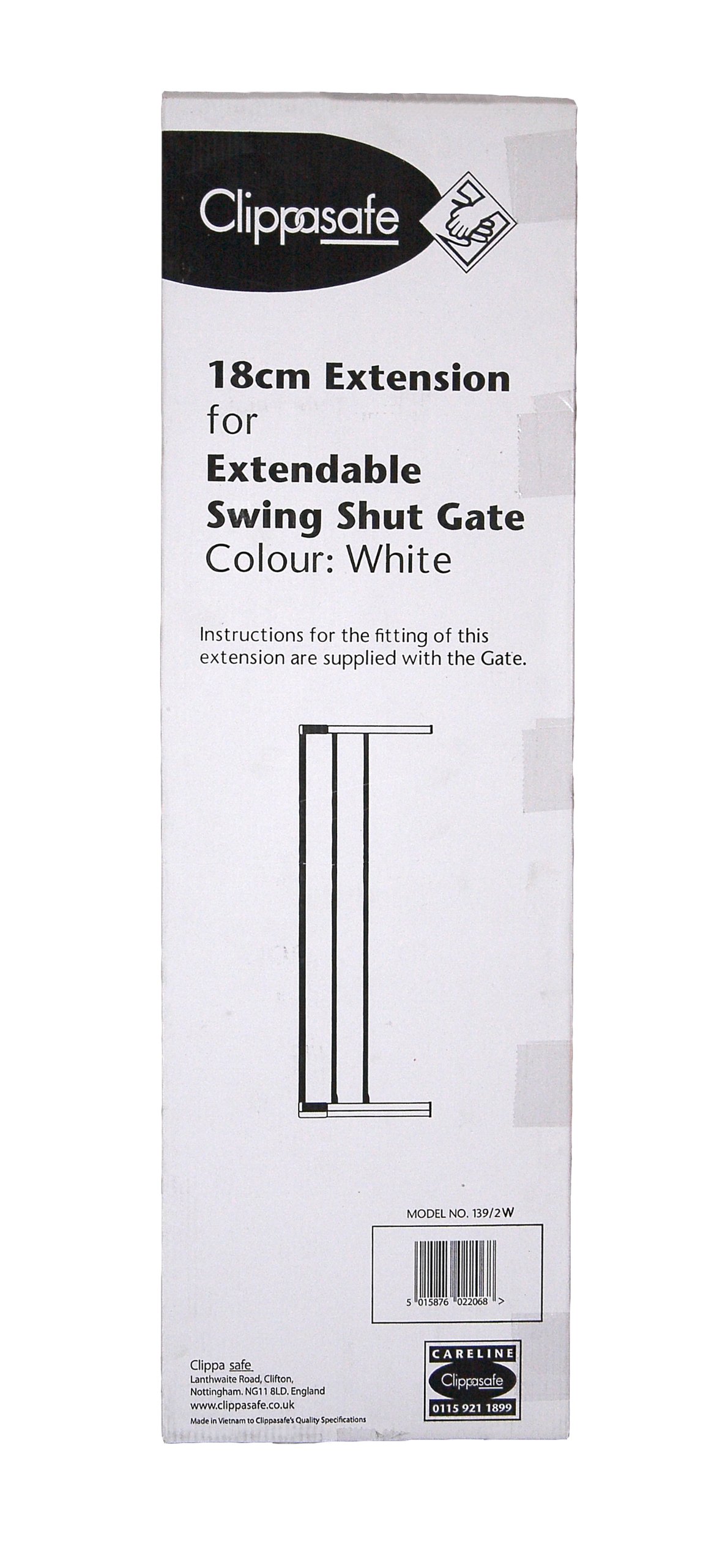 Clippasafe 18cm Extendable Swing Shut Gate Extension (White)