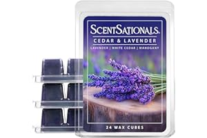 Scentsationals Wax Melts, Wax Cubes Strong Scent - Cedar and Lavender - Long Lasting Scented for Warmer, 10oz (24-Cubes)