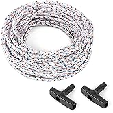 SSFOLPFEE High Strength Recoil Start Rope Replacement for Chainsaws, Lawn Mowers, Gas or Diesel Engines - 50 feet with 2 Univ