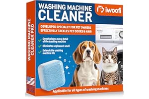IWOOFI 2026 NEW – PRO Washing Machine Cleaner Tablets for Pet Owners – Eliminates Pet Odors, Hair, Residue & Hard Water Buildup – Septic Safe Deep Clean Action for All Front & Top Load Washers – 12 Pack