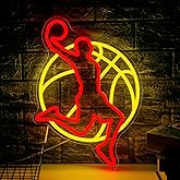 Mvorixa Basketball Neon Sign for Wall Decor – Dimmable Slam Dunk LED Wall Light for Teen Girls Boys Bedroom, Gamer Room, Man Cave – USB Powered Neon Light for Cool Sports Decor, Gift for Basketball Lovers