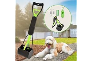 HOMAGICO Pooper Scooper, Portable Dog Pooper Scooper with Long Handle, Foldable Pooper Scooper for Large Medium Dogs with Bag Attachment, Easy to Use Perfect for Grass, Dirt, Gravel (Green)