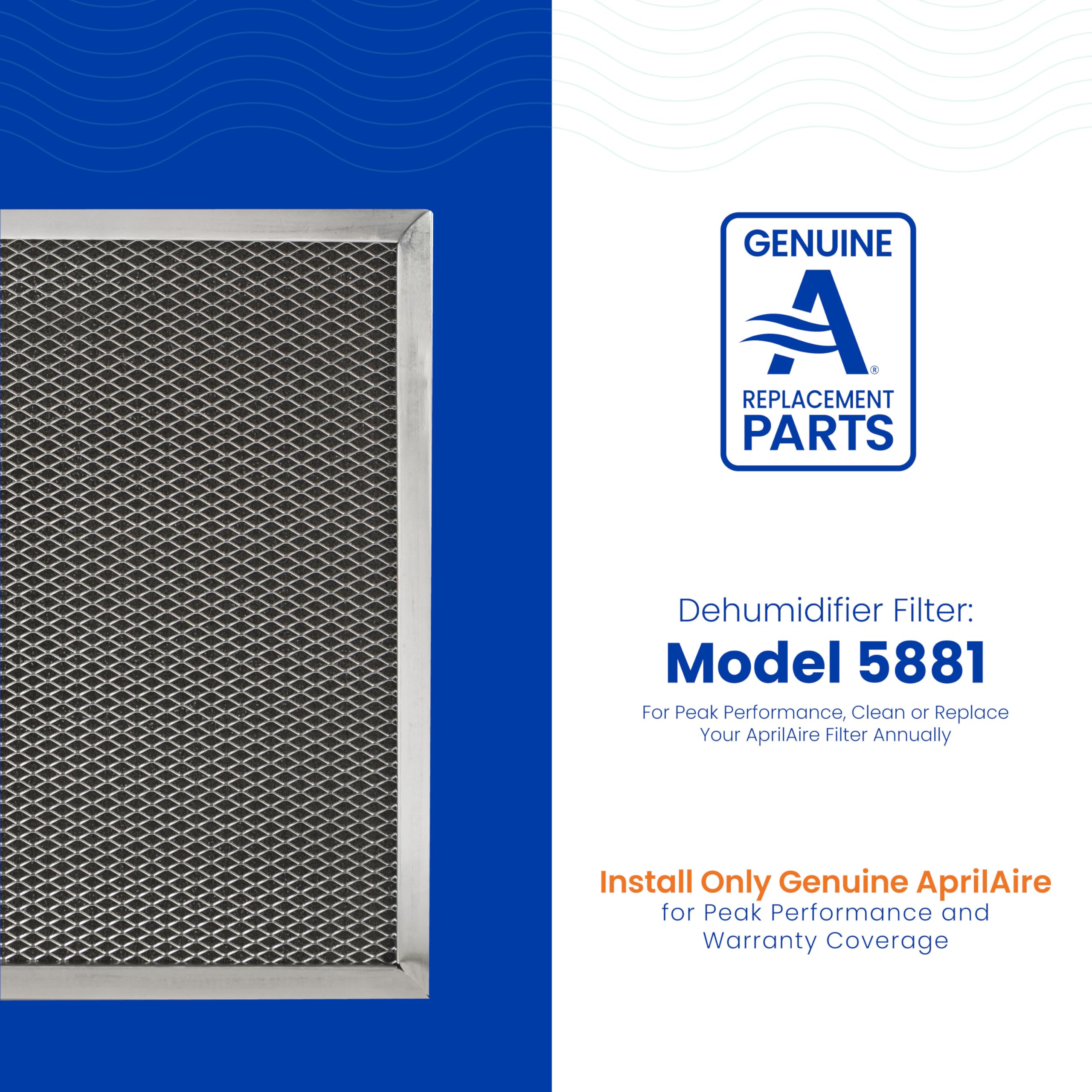 AprilAire 5881 Washable MERV 8 Dehumidifier Filter for Whole-House Dehumidifiers E080 and E100 or Dehumidifying Ventilator 8192A, 12x13.5x1 (Pack of 1)