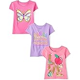 The Children's Place Baby-Girls and Toddler School,Learning Short Sleeve Graphic T-Shirts,3 Pack
