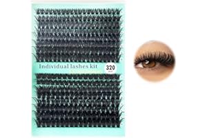 320 Pcs Eyelash Extension Kit Thick Curl Fluffy Clusters Kit, 9-16mm Cluster Eyelash Extensions Kit(30P+40P)