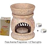 Carry Me Handcrafted Marble Soapstone Elephant Aroma Diffuser/Oil Warmer/Wax Burner For Home/kitchen Decor- Free 2 Long Lasting Candle Tea Lights and 2.5 ML Bottle of Aroma Oil (Chandan)