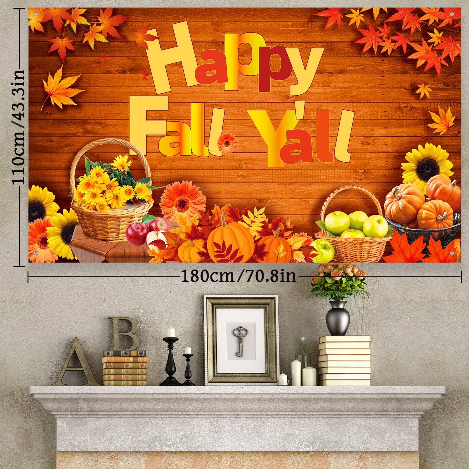 Blulu Happy Fall Y'all Backdrop Banner Fall Party Decorations Extra Large Fabric Autumn Harvest Background Banner Thanksgiving Party Supplies - Image 3