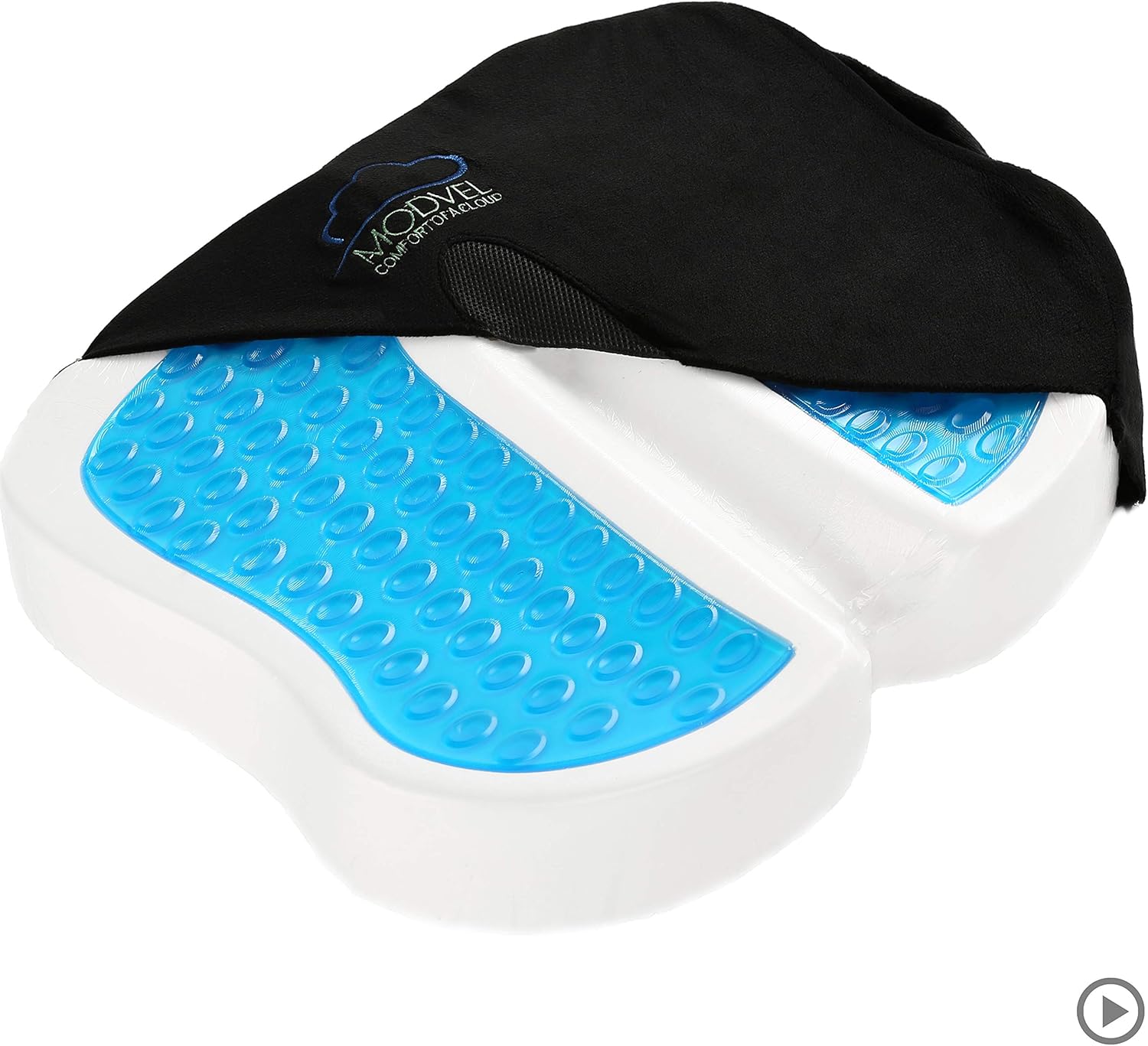 MODVEL Gel Seat Cushion for Office Chair | Lower Back Pain, Tailbone, Coccyx & Sciatica Relief | Pure Memory Foam for Relaxing Yoga & Meditation | Lightweight & Portable | Home & Car Use (MV-102) : Office Products