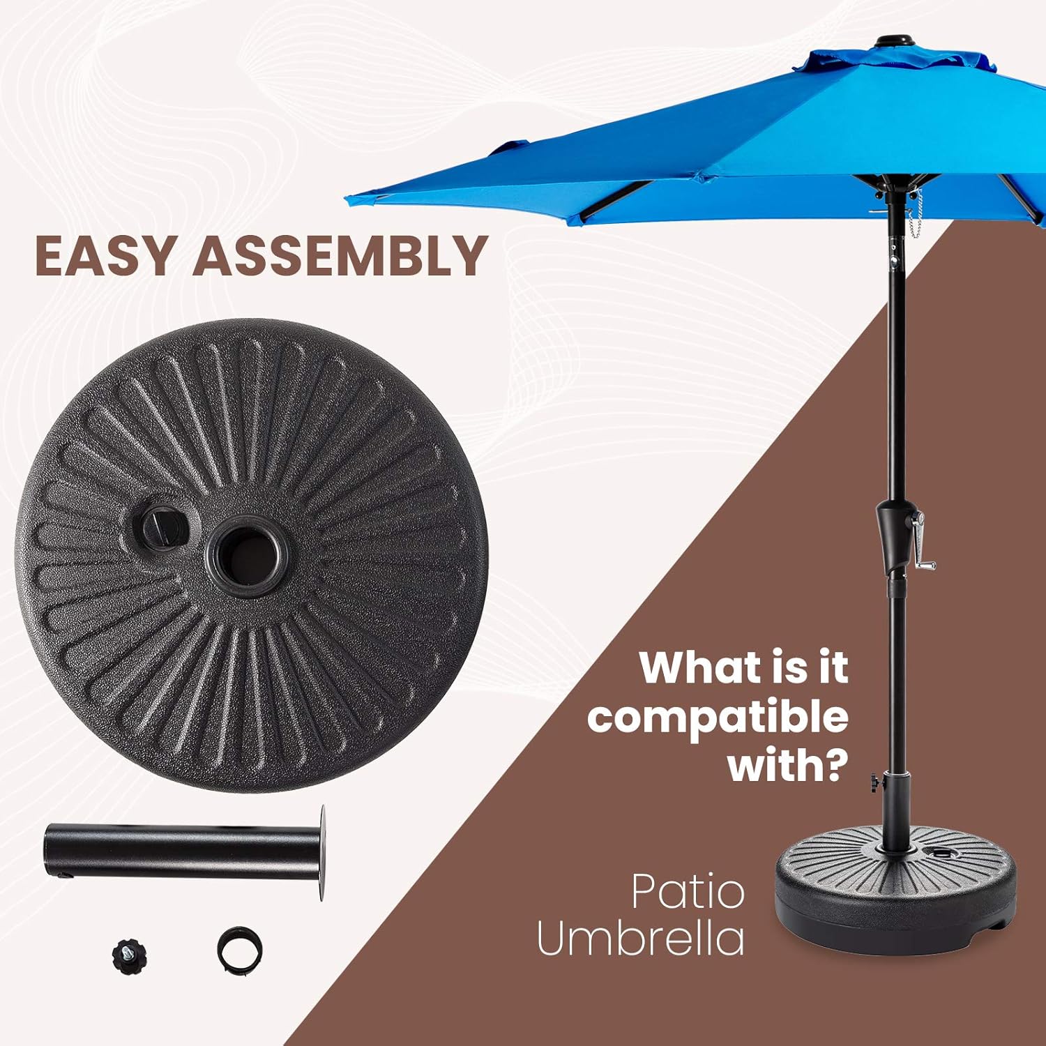 SERWALL Heavy Duty Patio Market Umbrella Base Round Plastic Outdoor Table Umbrella Stand Umbrellas Pole Holder for Lawn, Garden, Pool : Garden & Outdoor