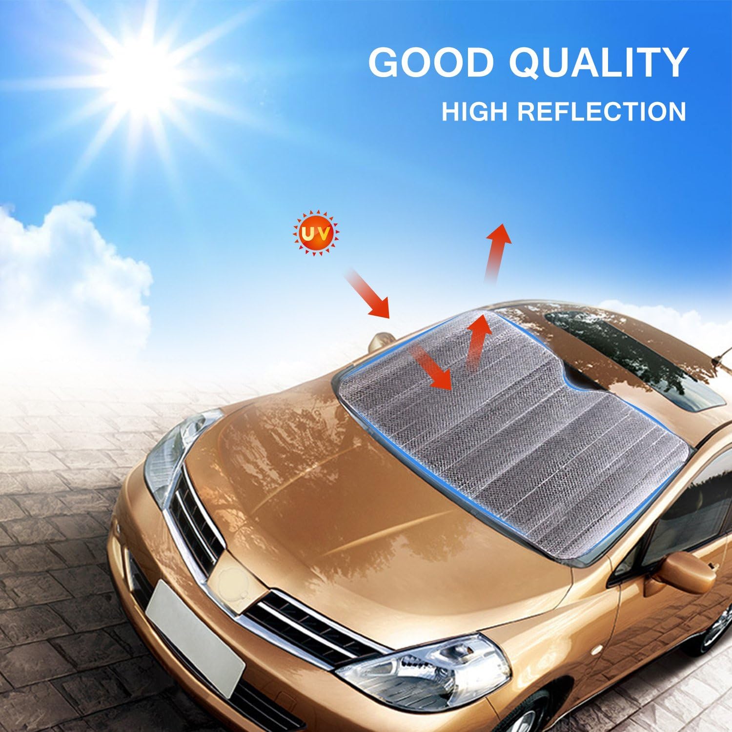 Car Windshield Sunshade, Universal Reflective Silver