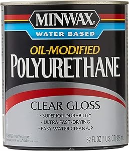 Minwax 630150444 Minwax Water Based Oil-Modified Polyurethane, quart, Gloss