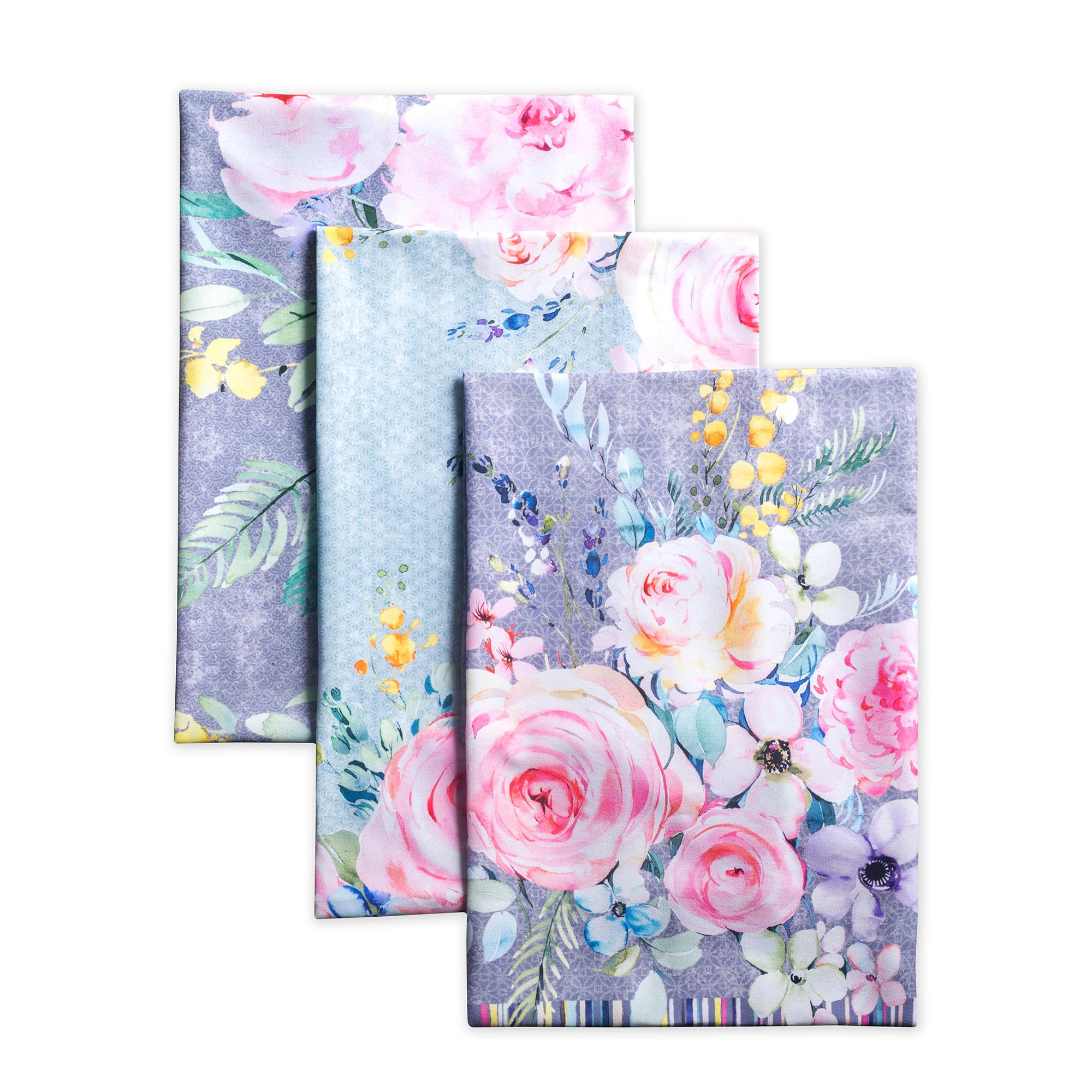 Maison d' Hermine Kitchen Towels Set of 3 100% Cotton 70 CM x 50 CM Reusable Cloth Tea Dish Towels Absorbent with Hanging Loop for Kitchen Dining Gifts for Mothers Day (Blossoms In Spring)