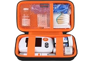 Elonbo Diabetic Supplies Travel Case, Diabetic Supply Organizer Bag, Glucose Meter Storage Case, Insulin Pen Carrying Case for Glucose Monitor and Blood Sugar Test Strips, Black+Orange