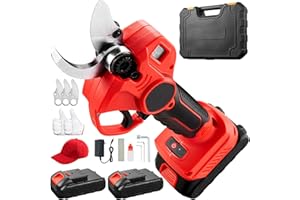 ACCUCRAFT Electric Pruning Shears, Cordless Pruner Battery Powered with LCD Display,1-3/5" Cutting Diameter, Cordless Pruning Shears with 2 PCS Rechargeable 24V 3Ah Lithium Battery and 3 PCS Replacement Blades