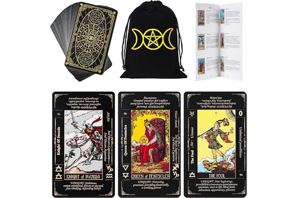 Tarot Cards with Guide Book & Linen Carry Bag, 78 Classic Original Tarot Cards Deck Fortune Telling Game with Meanings on The