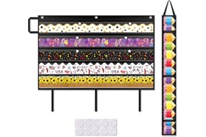 AKAYOK Bulletin Border Storage Pocket Chart for Classroom, Bulletin Board Border Storage, Classroom Organizer with Storage Pockets (Black)