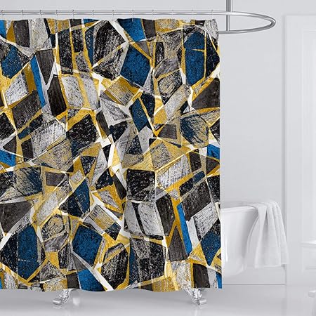 Amazon Com Whim Wham Delicate Ceramic Tile Shower Curtain Blue