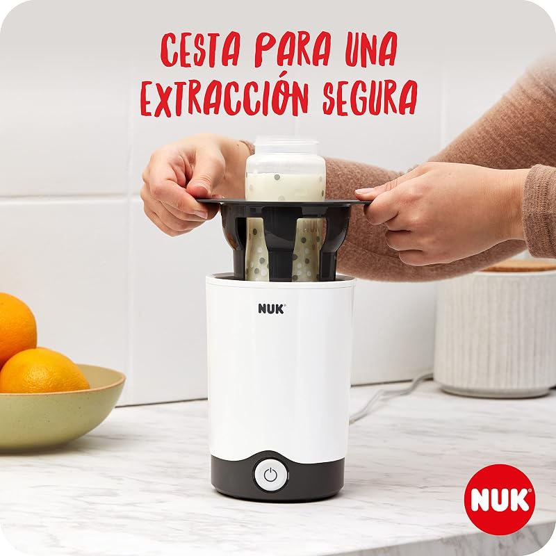 NUKThermoExpress aquecedor de garrafas |Aquece suavemente líquidos e alimentos moles em 90 segundos |Desligamento automático |Cesta de elevação para fácil remoção |Ficha de 2 pinos (Europa)