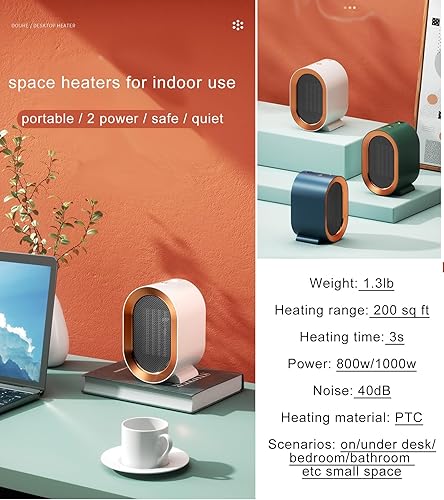 electric space heaters for indoor use: plug in portable small room personal heater with fan for
