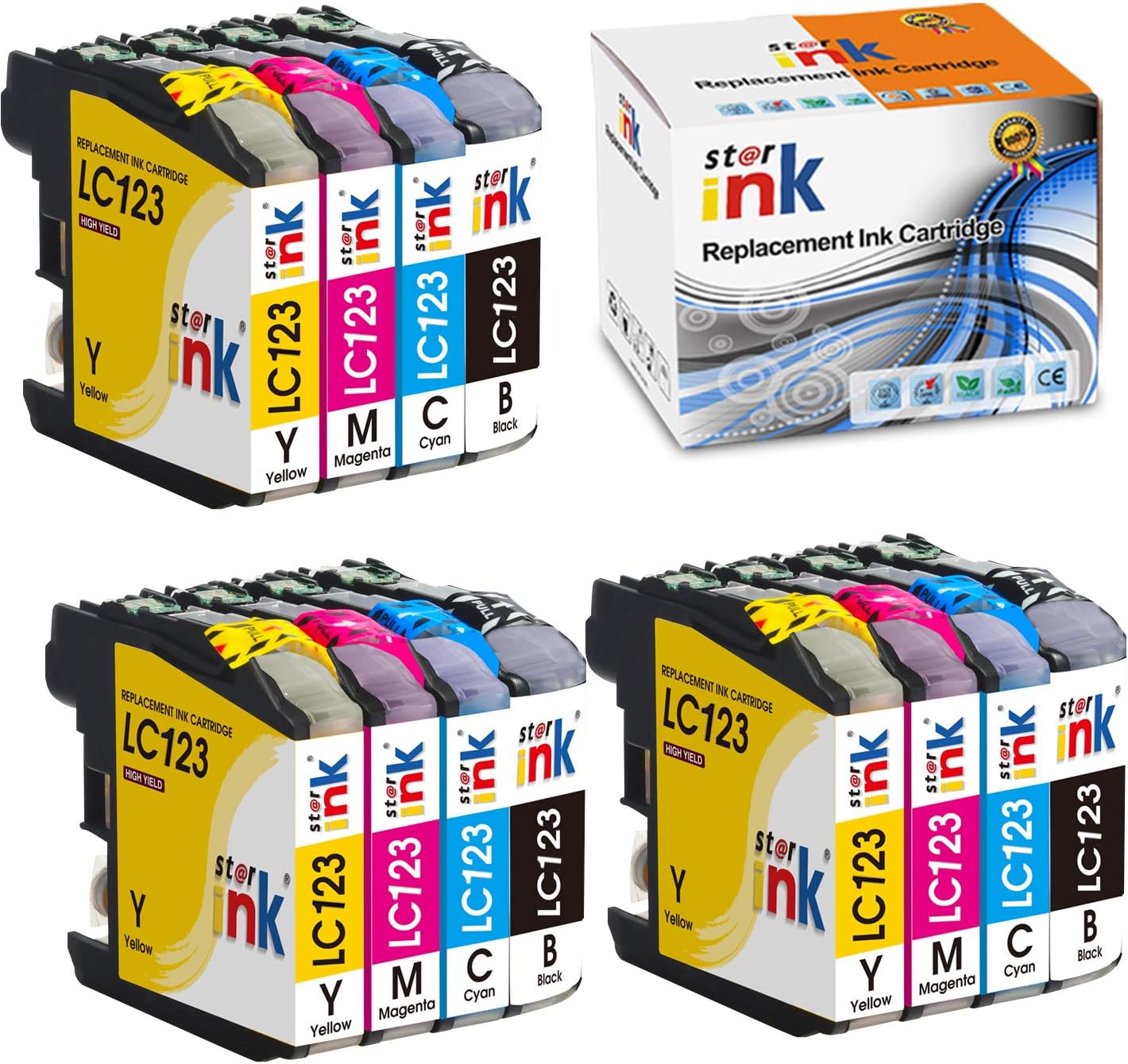 starink LC123 Ink Cartridges Compatible with Brother LC123 Ink for Brother MFC-J6520DW MFC-J4510DW DCP-J152W MFC-J470DW MFC-J6920DW DCP-J132W DCP-J172W MFC-J6720DW MFC-J4410DW MFC-J4610 MFC-J4710DW