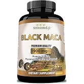 Organic Black Maca 1,900 mg per Serving Natural Energy Booster Peruvian Maca for Men &amp; Women 120 Capsules