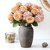 Lyeec Terracotta Rustic Vase, Farmhouse Decorative Vase Boho Decor, Ceramic Christmas Vases for Home Decor, Table, Living Room, Shelf Decoration, 8.2 Inch