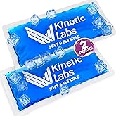 Soft Ice Packs for Injuries Reusable (2 Pack) 9.5" x 4.5" – Hot Cold Gel Ice Packs by Kinetic Labs – Flexible Ice Packs for Knee, Shoulder, Back (Regular)
