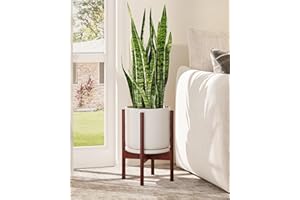 GENTINGBRO Adjustable Plant Stand Indoor, Bamboo Plant Stand Fits 8 9 10 11 12 Inches, Small Corner Planter Holder for Indoor Plants, Single Floor Plant Stands for Living Room Balcony, Reddish Brown