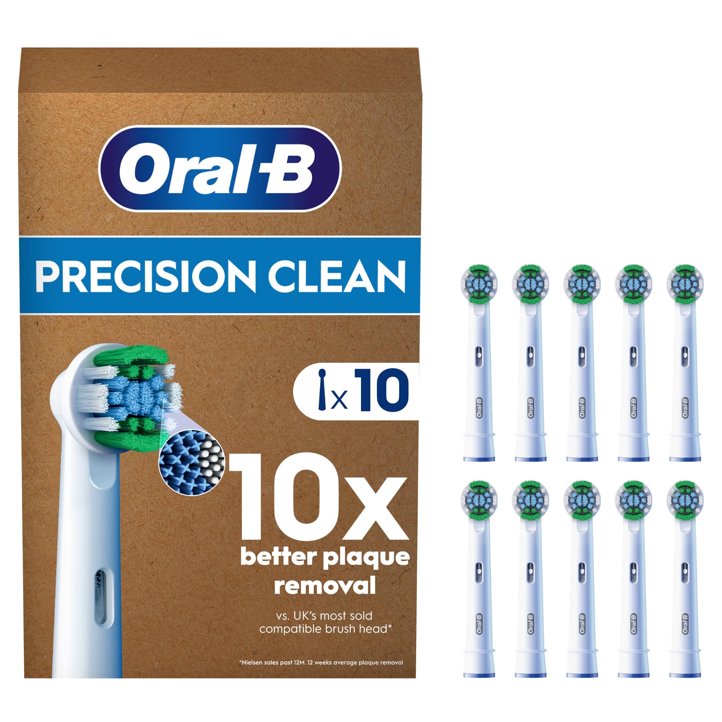 Oral-B Pro Precision Clean Toothbrush Heads, Pack of 10 Counts, Suitable for Mailbox