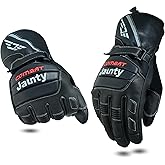 JAUNTY Motorcycle Gloves, Winter Leather Touchscreen Racing Gloves, Black, Unisex Adults, Motorcycle Enthusiasts Ambidextrous, Padded Knuckle Protection,Thinsulate,Waterproof, FIM Approved