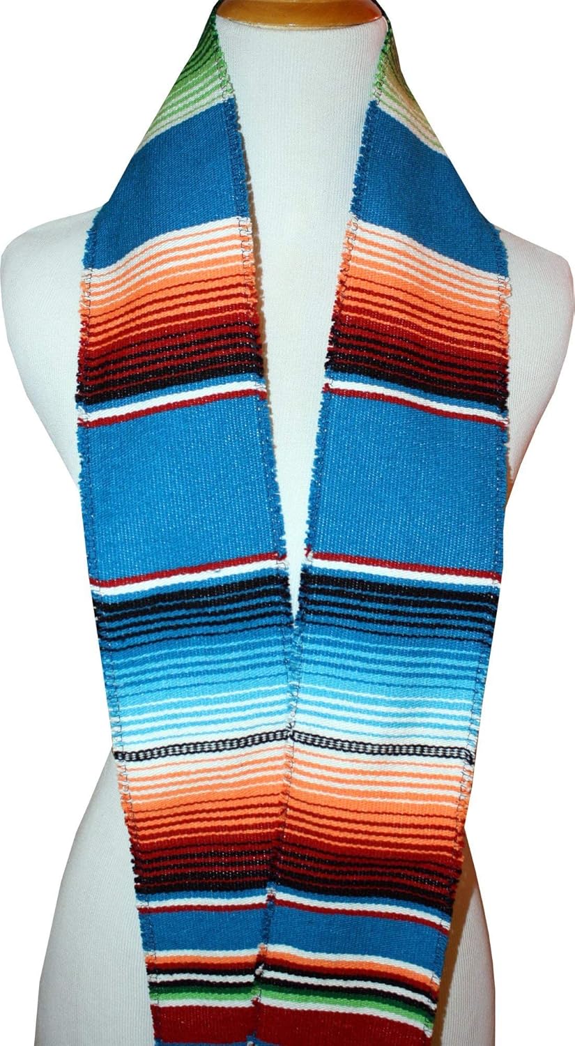 Serape Graduation Stole Mexican Sash Turquoise Handmade