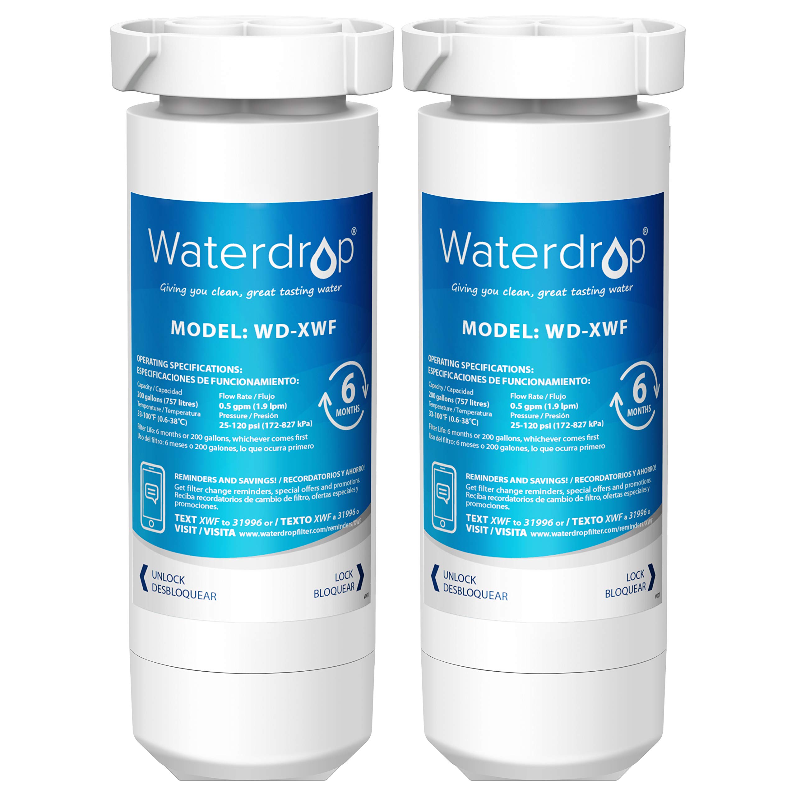 Waterdrop XWF Refrigerator Water Filter, Replacement for GE XWF