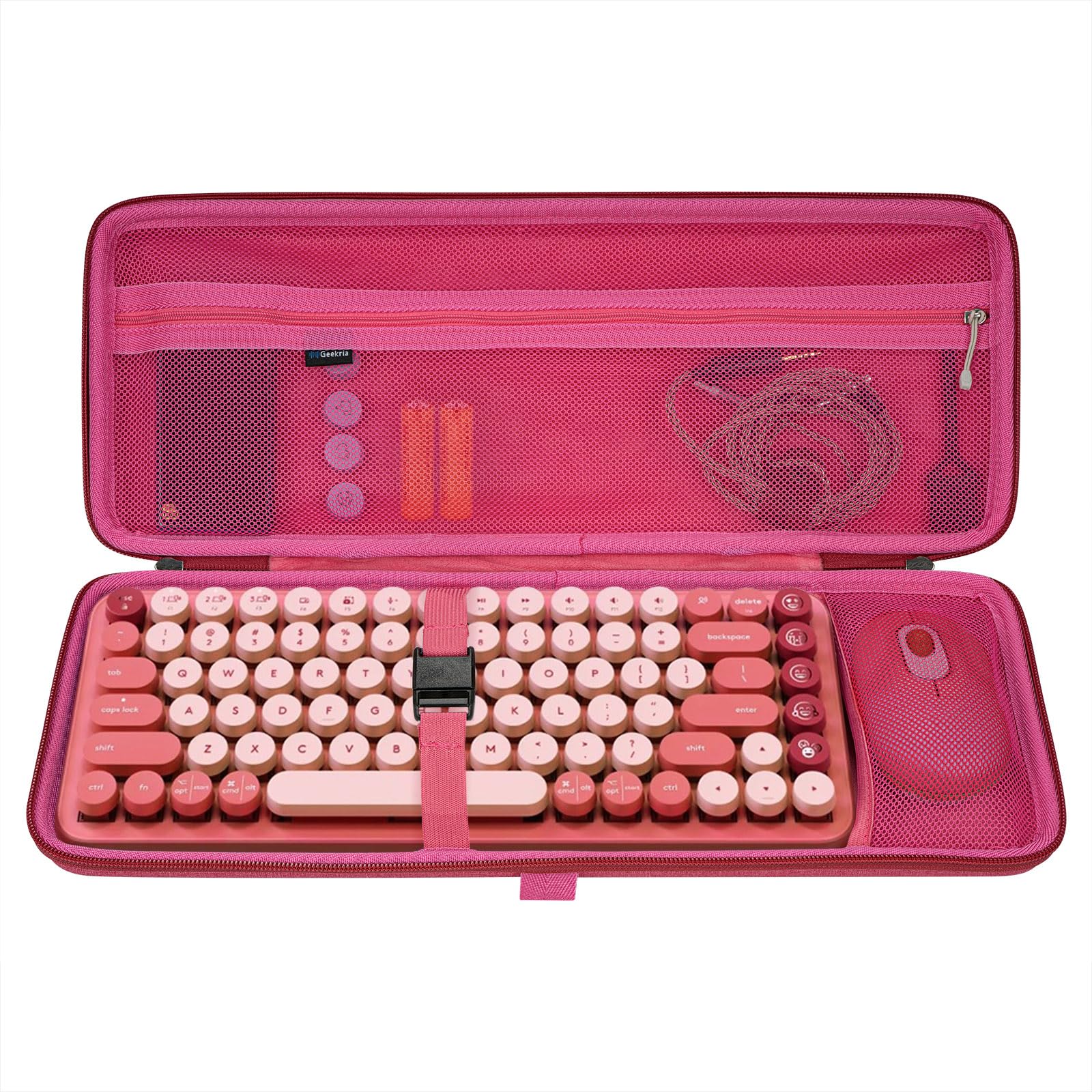 GEEKRIA 75% Keyboard Case, Hard Shell Travel Carrying Bag for Compact 84 Key Computer Mechanical Gaming Keyboard, Compatible with Nuphy Air75, Logitech POP Keys/POP ICON Combo (Rose)