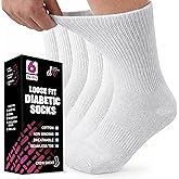 Debra Weitzner Diabetic Socks For Men and Women Loose Fit Non-Binding Cotton Crew Socks 6 Pairs