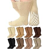 8 Pairs 30" Extra Width Diabetic Non Binding Loose Socks Non Slip for Swollen Feet Calf for Men Women Gifts(9-11,Brown Serials)