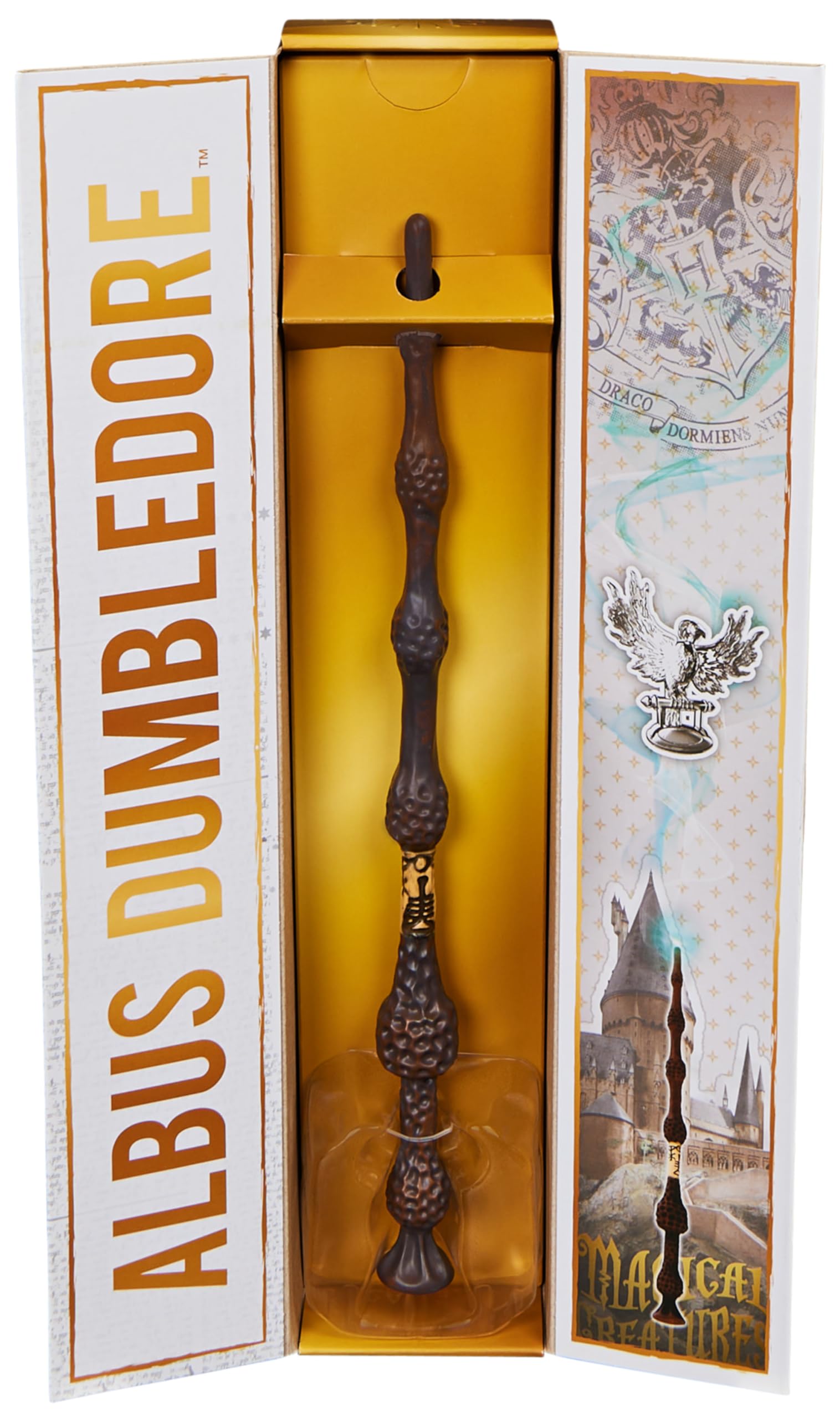 Wizarding World Harry Potter, 12-inch Magical Collector Albus Dumbledore Wand with Stand & Die-cast Icon, Magical Creatures, Accessory for Halloween Costumes