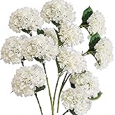 PARTY JOY 12PCS 15.4In Artificial Hydrangea Silk Flowers Bouquet Faux Hydrangea Stems for Wedding Centerpieces Home Decor (White,12pcs)