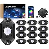 MICTUNING 2nd-Gen CM RGB Rock Lights, 12-Pod Music‑Sync IP68 Waterproof | Underglow Neon Lights for Trucks, UTV, SUV, ATV, Aluminum Housing, APP Control, 76 Dynamic &amp; DIY Modes, 2‑Year Warranty