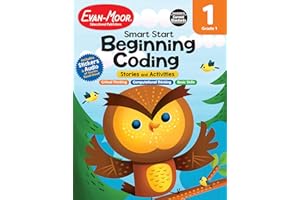 Evan-Moor Smart Start Beginning Coding, Grade 1, Activity Workbook, Includes Stickers and Audio Read Along, Basic Skills, Cri
